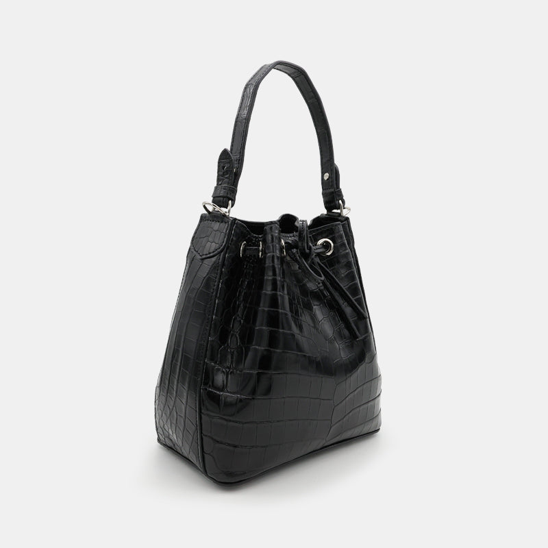BLACK HANDMADE GENUINE CROCODILE BAG