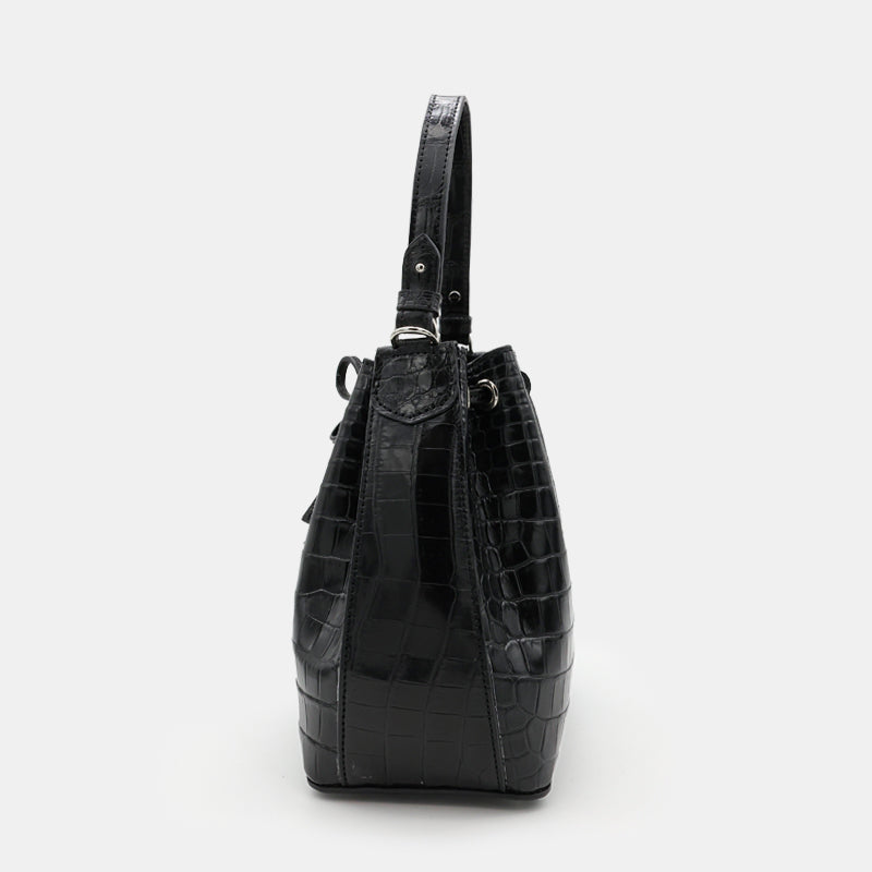 BLACK HANDMADE GENUINE CROCODILE BAG