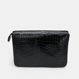 BLACK HANDMADE GENUINE CROCODILE BAG