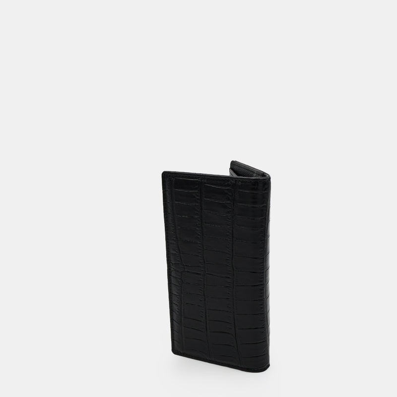 Black Crocodile leather long wallet