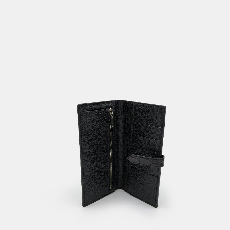 Black Crocodile leather long wallet