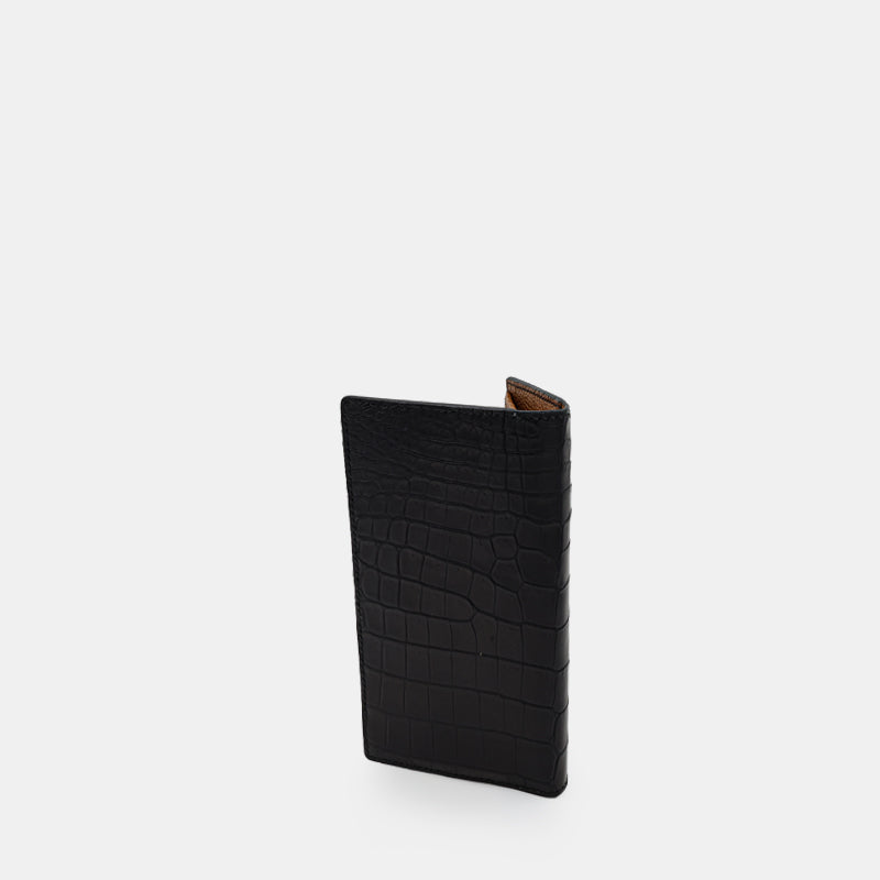 Black Crocodile leather long wallet