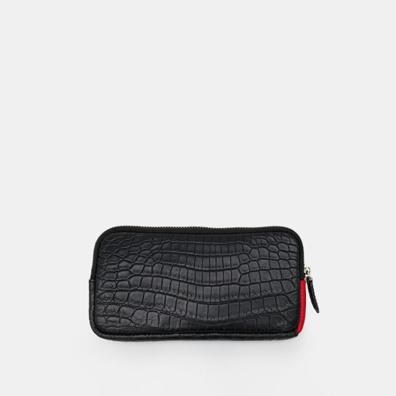 Black Crocodile leather long wallet