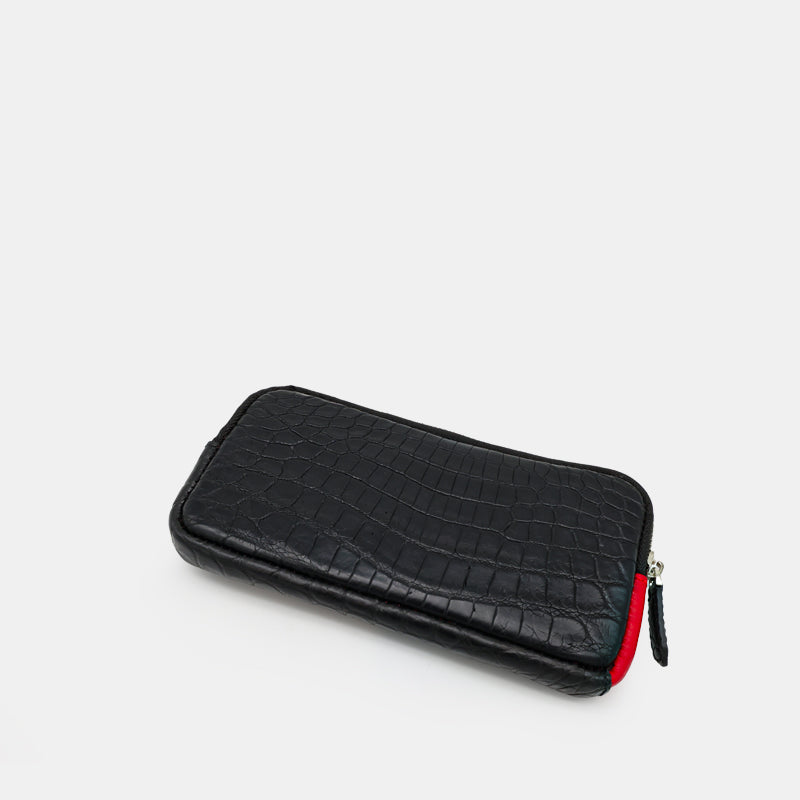 Black Crocodile leather long wallet