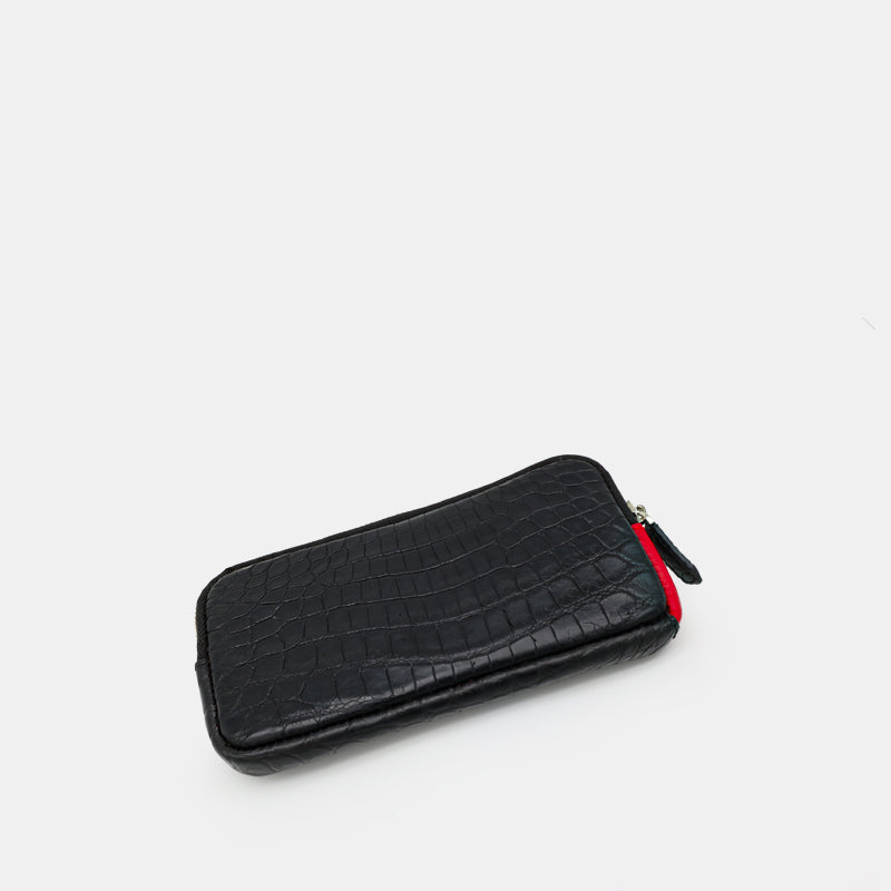 Black Crocodile leather long wallet