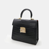 BLACK HANDMADE GENUINE CROCODILE BAG
