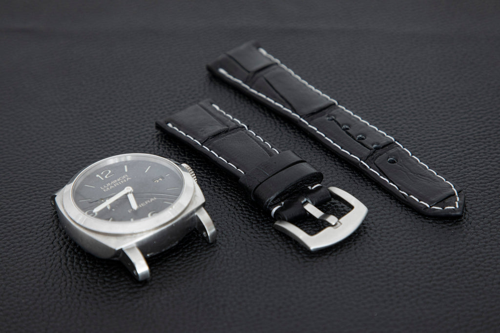 BLACK CROCODILE BELLY LEATHER STRAP - Lac Crado 