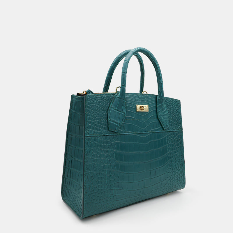 GREEN HANDMADE GENUINE CROCODILE BAG