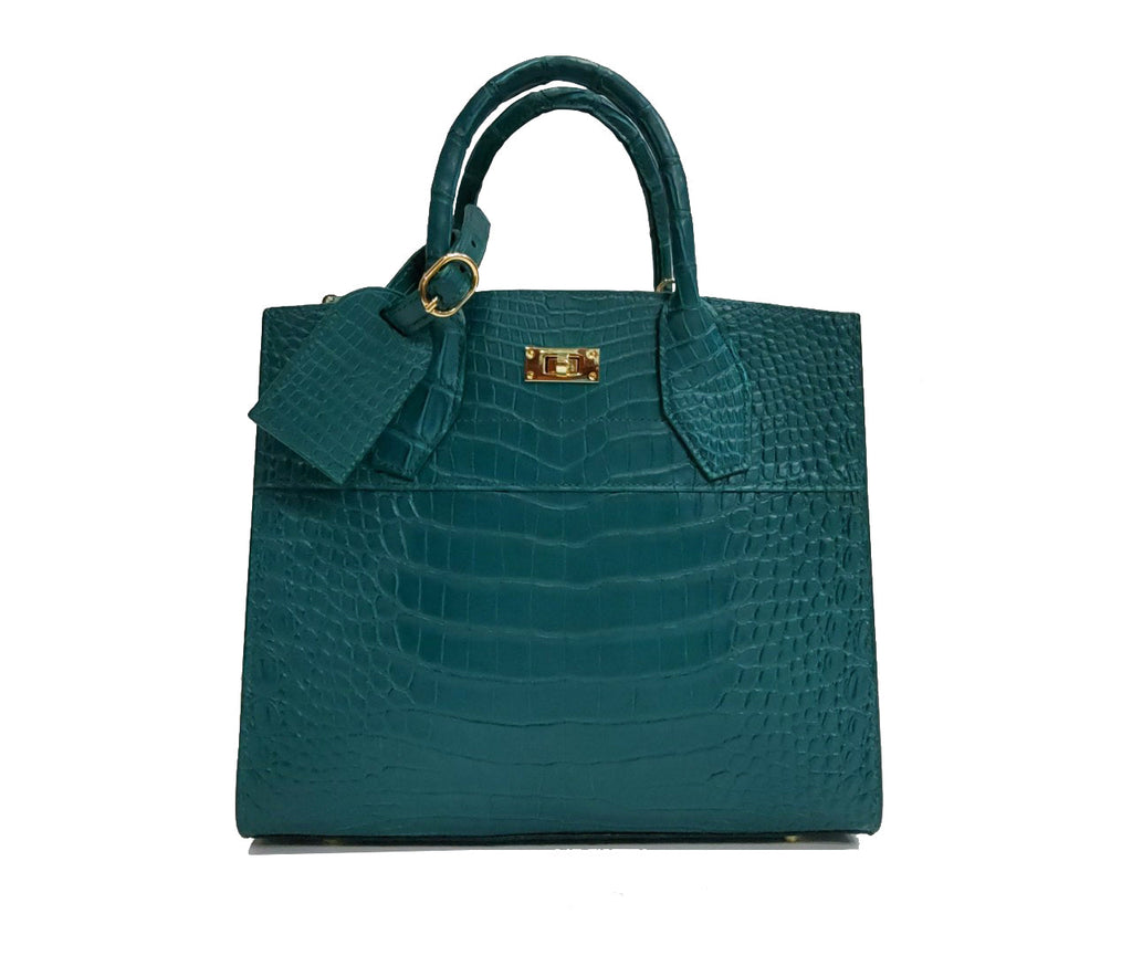 GREEN HANDMADE GENUINE CROCODILE BAG