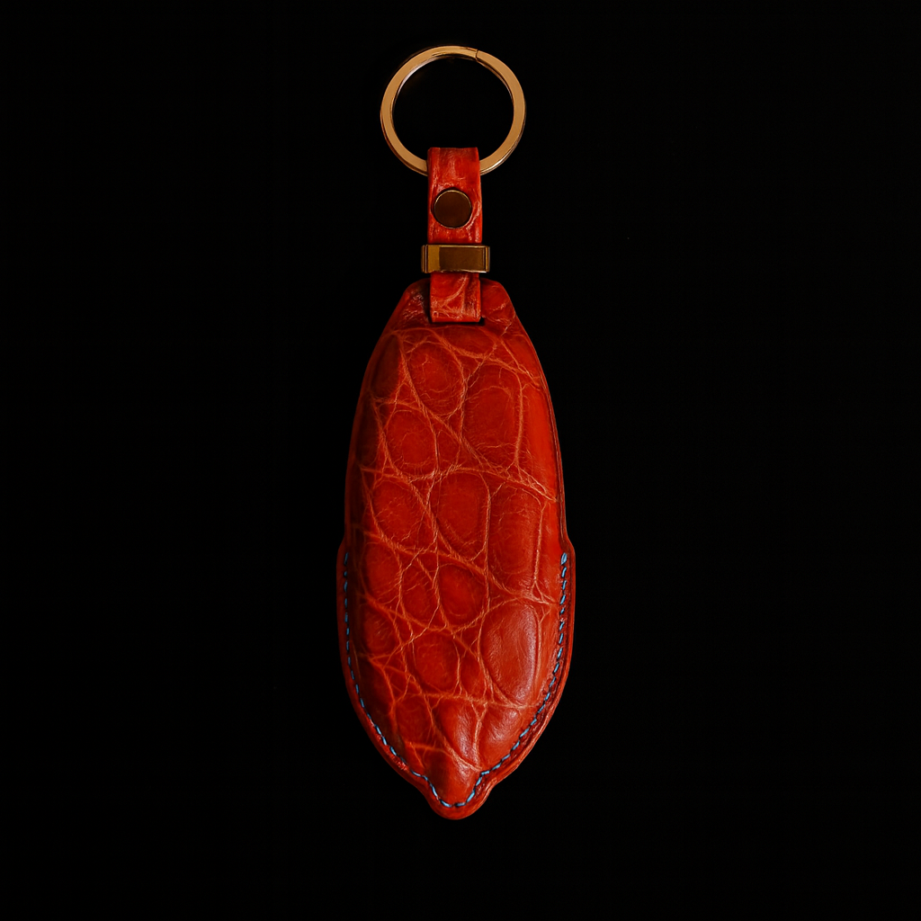 ORANGE HANDMADE LEATHER KEY CASE FOR LAMBORGHINI