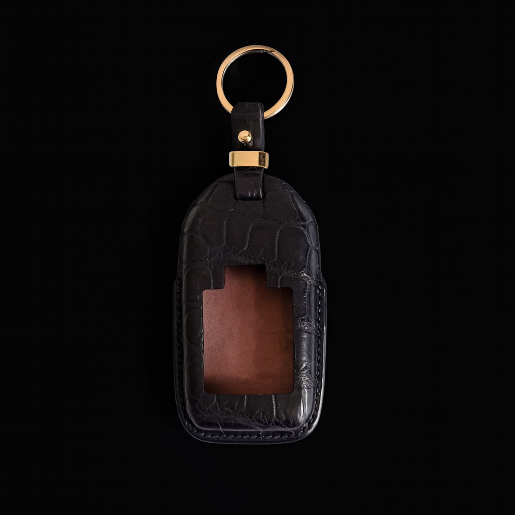 BLACK HANDMADE LEATHER KEY CASE FOR ROLLS ROYCE