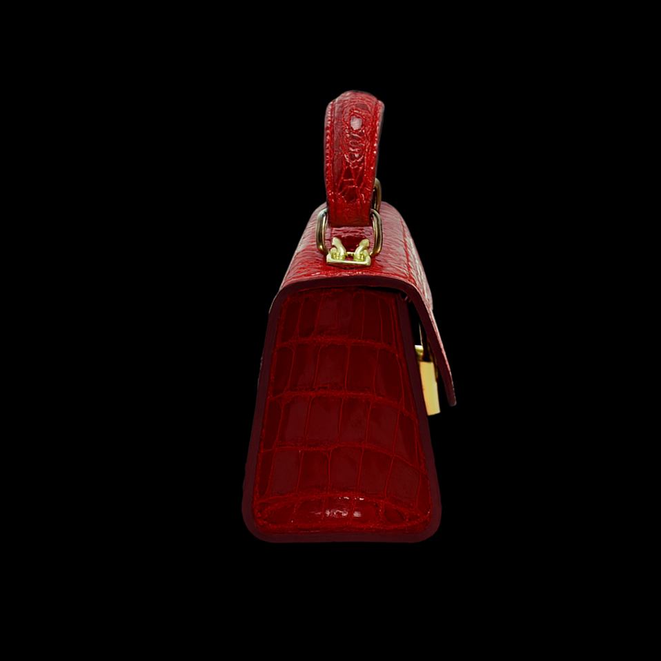 RED HANDMADE GENUINE CROCODILE BAG