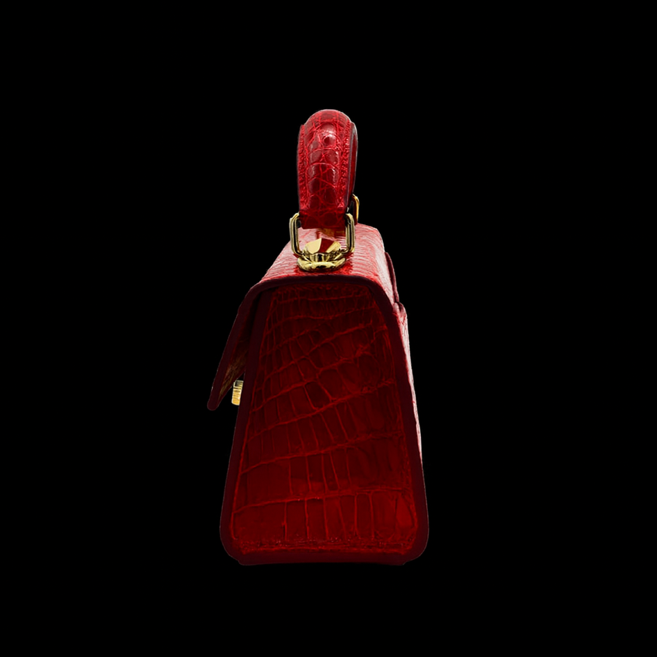 RED HANDMADE GENUINE CROCODILE BAG