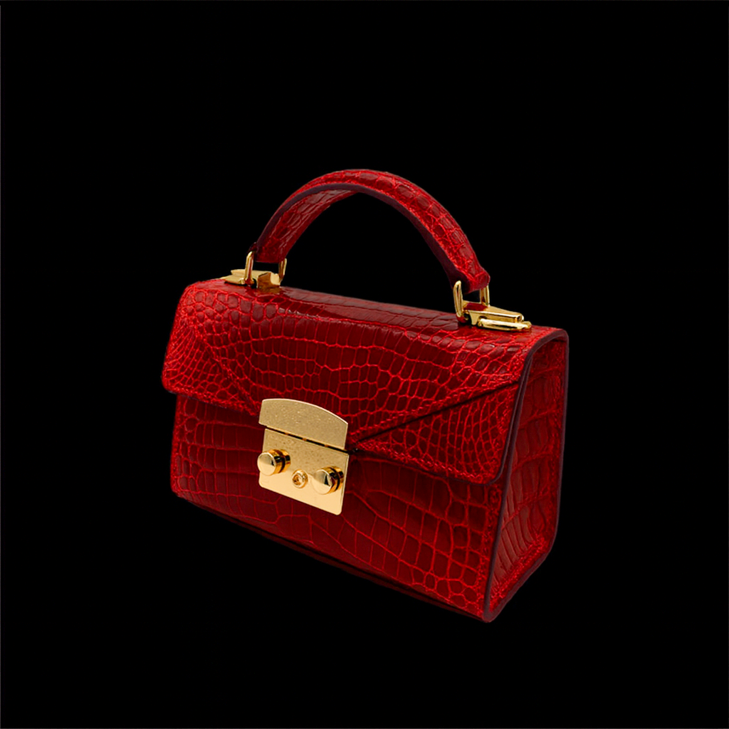 RED HANDMADE GENUINE CROCODILE BAG