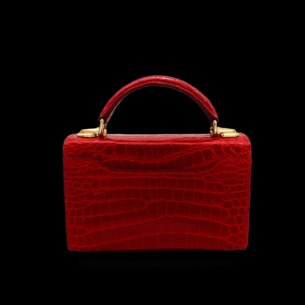 RED HANDMADE GENUINE CROCODILE BAG