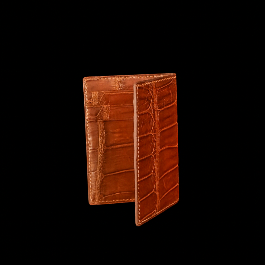 BROWN CROCODILE LEATHER CARD HOLDER