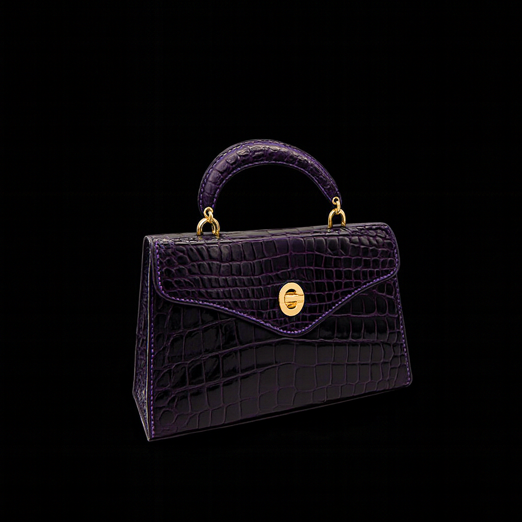 PURPLE HANDMADE GENUINE CROCODILE BAG