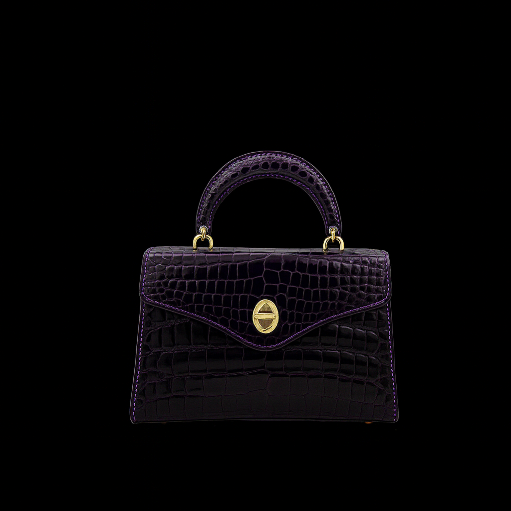 PURPLE HANDMADE GENUINE CROCODILE BAG