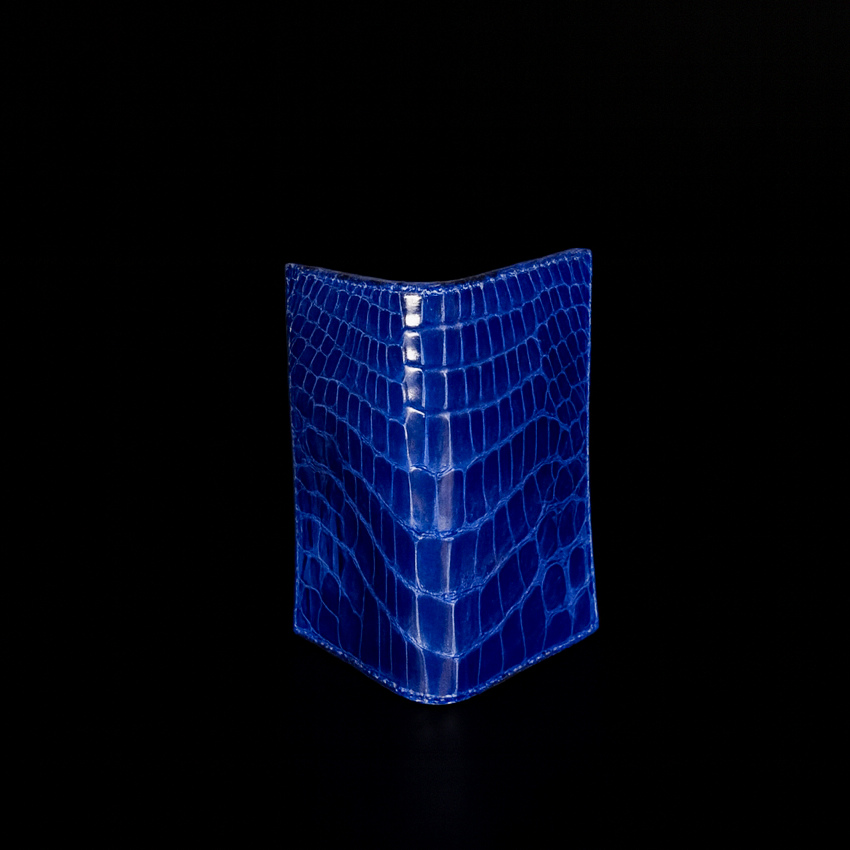 BLUE CROCODILE LEATHER CARD HOLDER