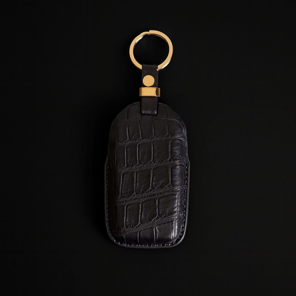 BLACK HANDMADE LEATHER KEY CASE FOR ROLLS ROYCE