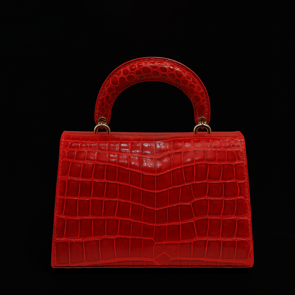 RED HANDMADE GENUINE CROCODILE BAG