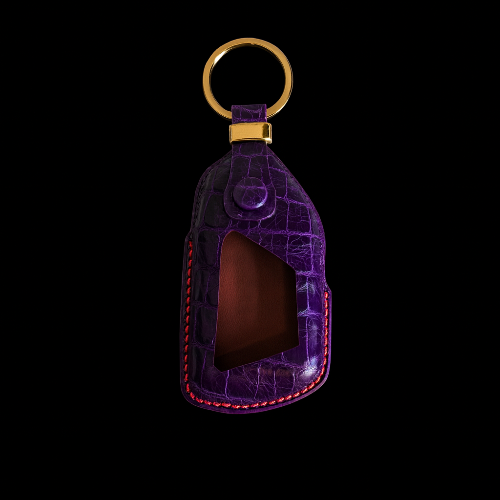 PURPLE HANDMADE LEATHER KEY CASE FOR VOLKSWAGEN