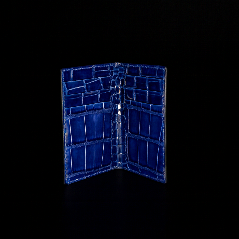 BLUE CROCODILE LEATHER CARD HOLDER
