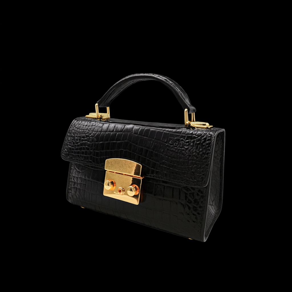 BLACK HANDMADE GENUINE CROCODILE BAG