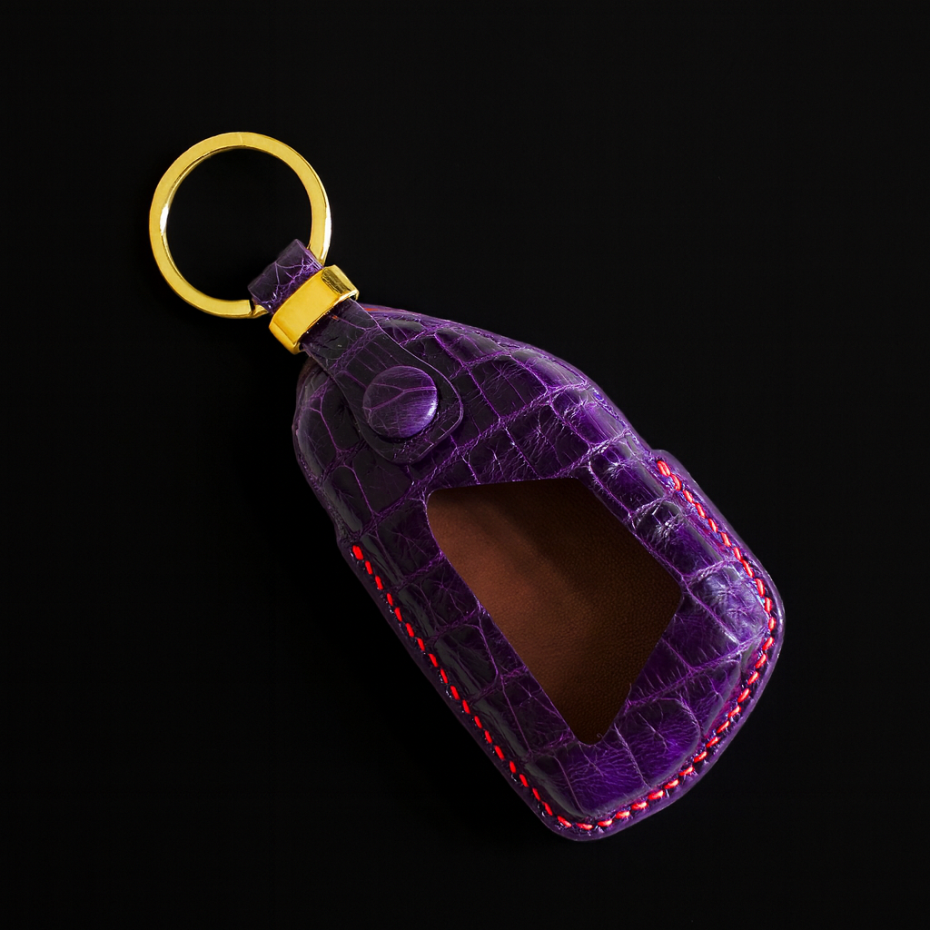 PURPLE HANDMADE LEATHER KEY CASE FOR VOLKSWAGEN