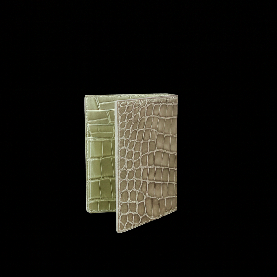 BEIGE CROCODILE LEATHER CARD HOLDER