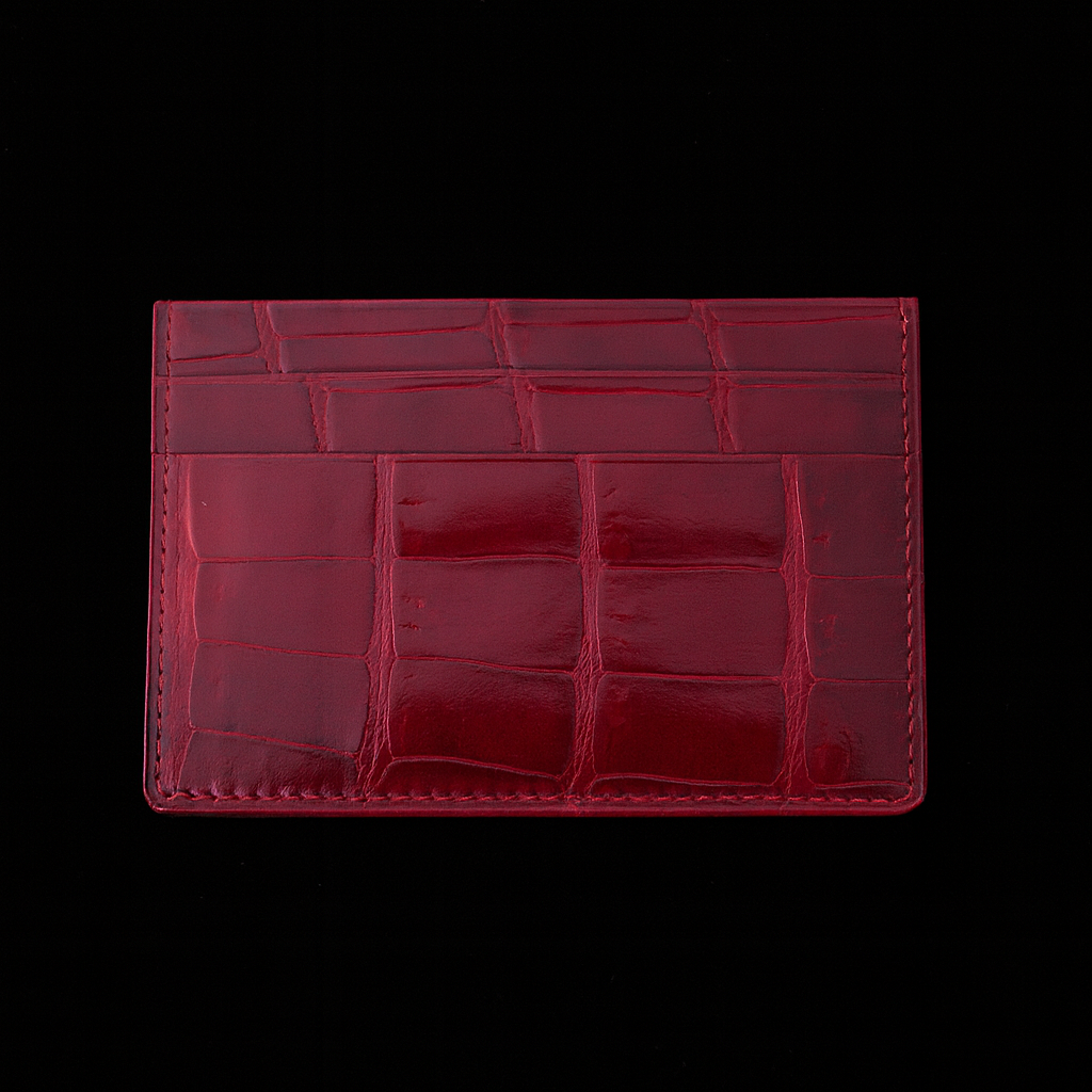 RED CROCODILE LEATHER CARD HOLDER