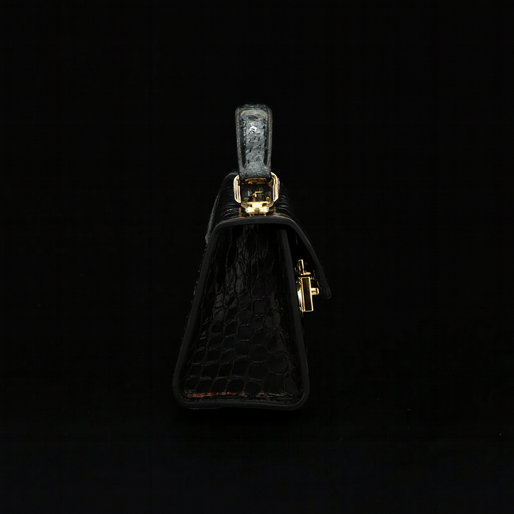 BLACK HANDMADE GENUINE CROCODILE BAG