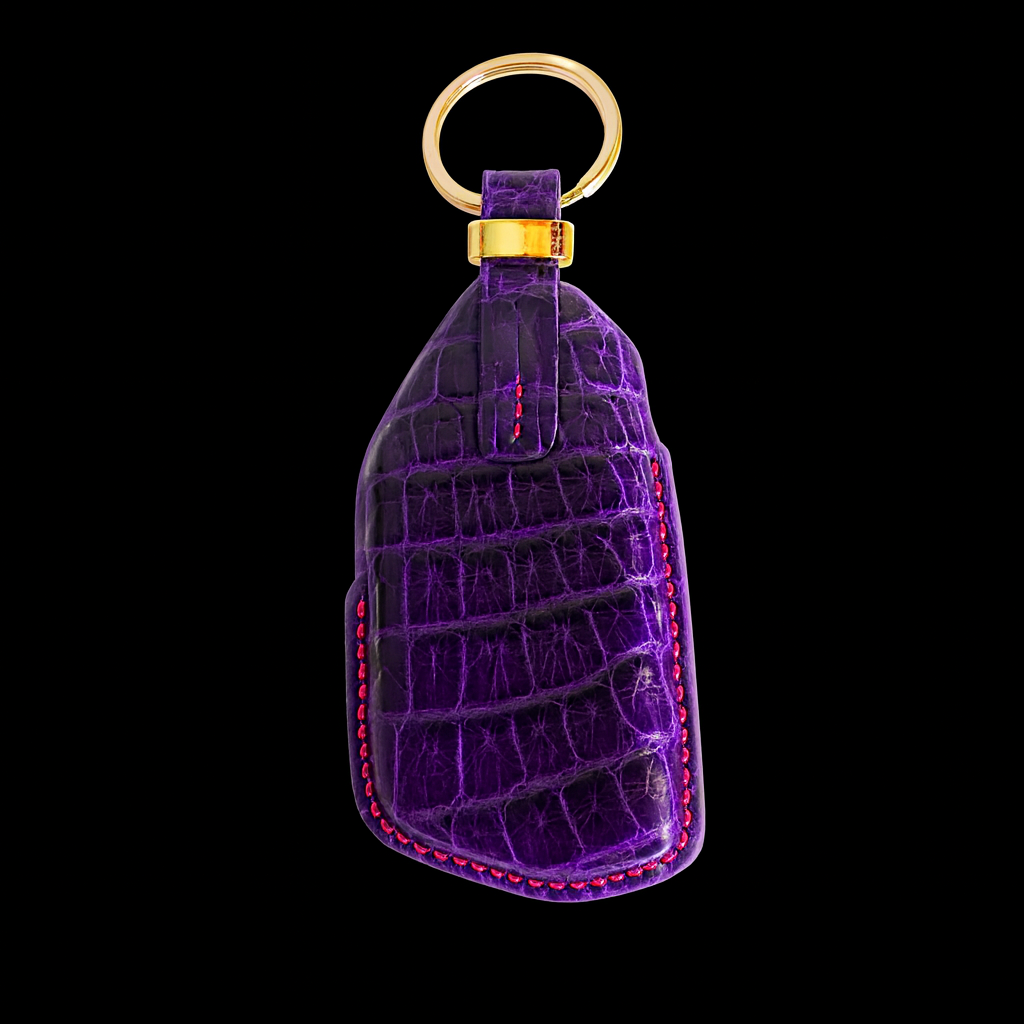 PURPLE HANDMADE LEATHER KEY CASE FOR VOLKSWAGEN