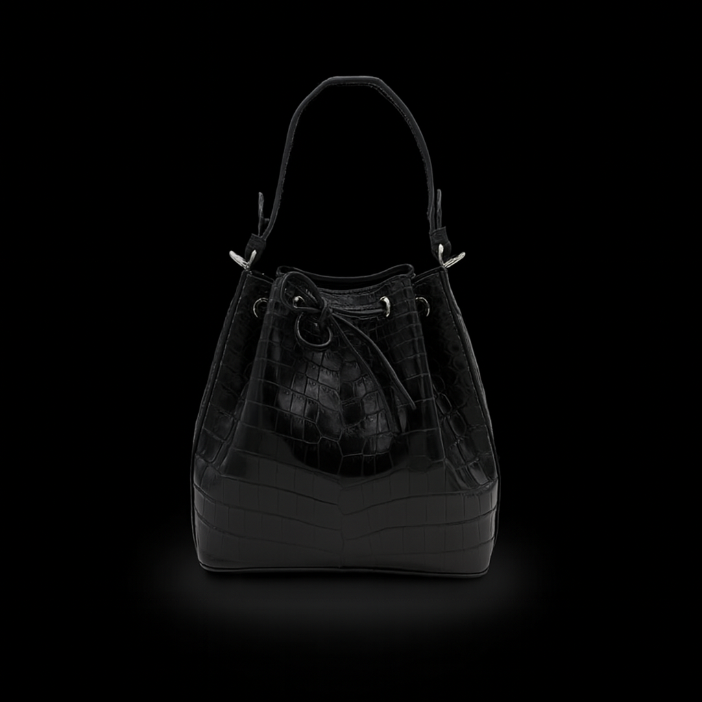 BLACK HANDMADE GENUINE CROCODILE BAG
