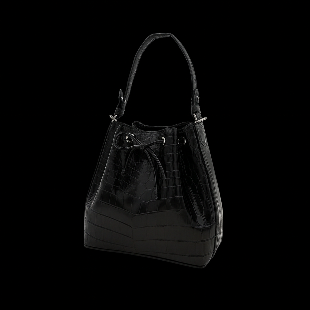 BLACK HANDMADE GENUINE CROCODILE BAG