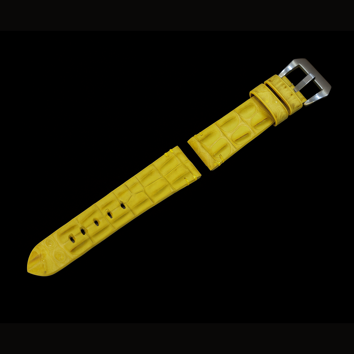 YELLOW CROCODILE HORNBACK LEATHER STRAP