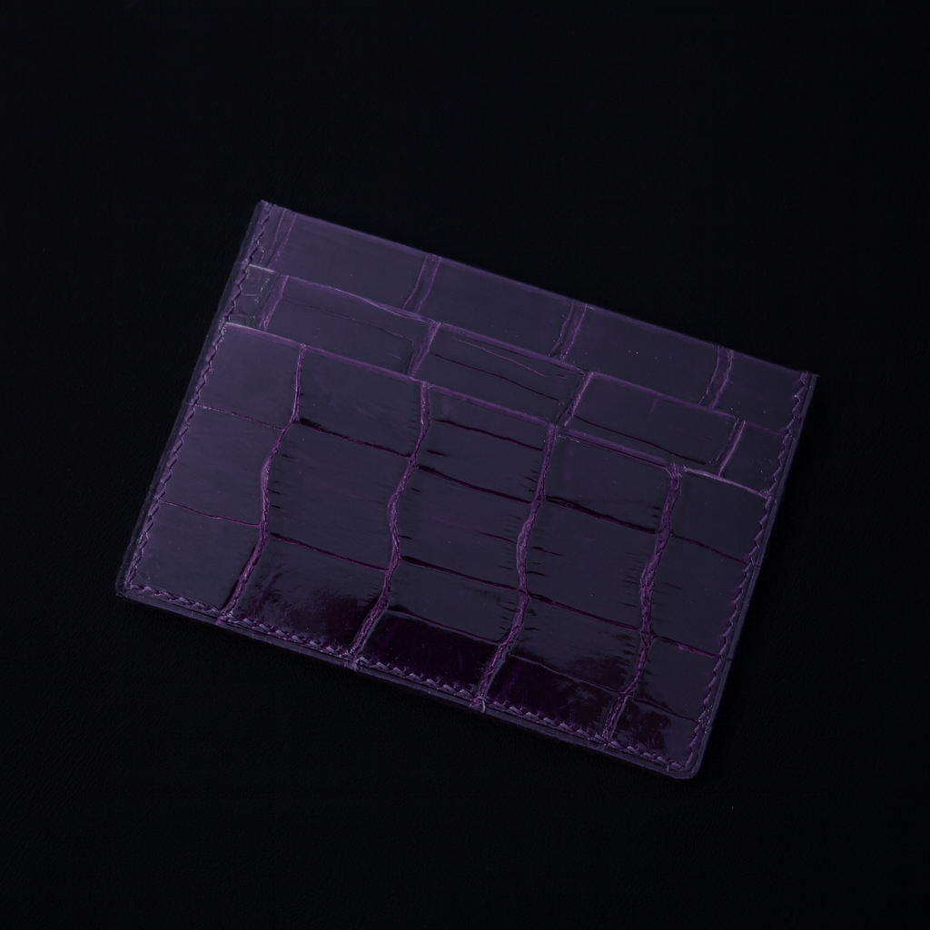 PURPLE CROCODILE LEATHER CARD HOLDER