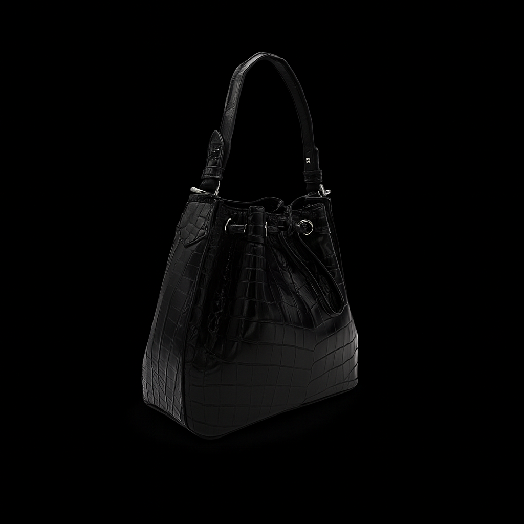 BLACK HANDMADE GENUINE CROCODILE BAG