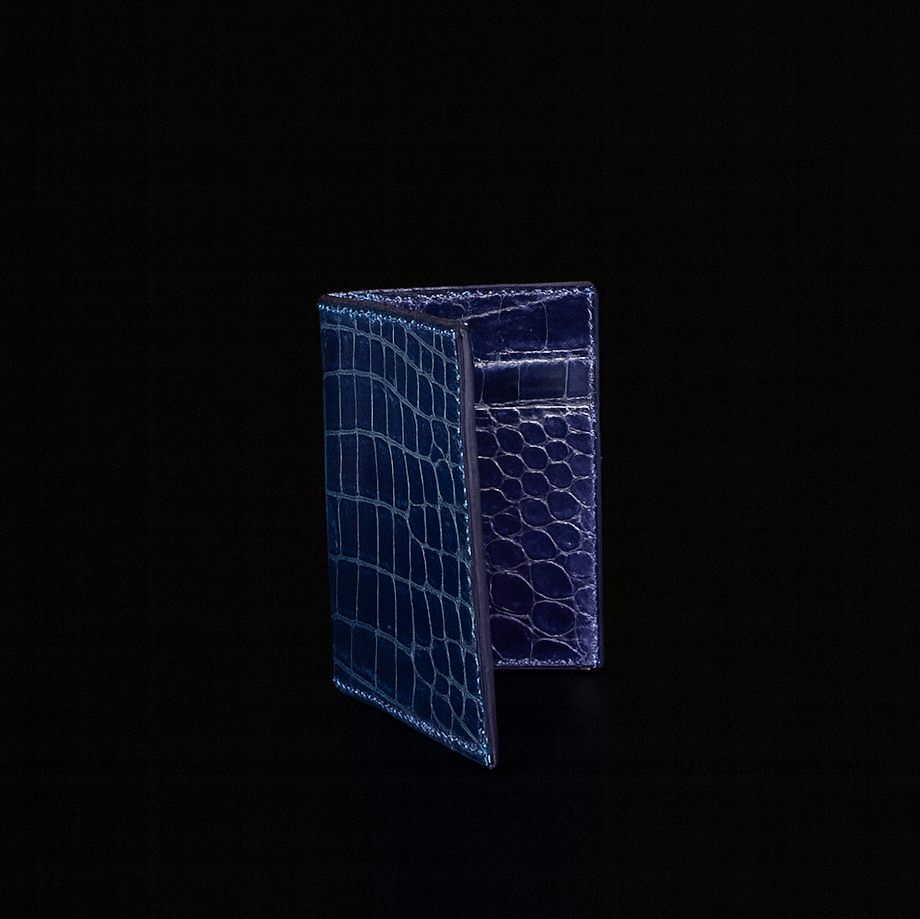 BLUE CROCODILE LEATHER CARD HOLDER
