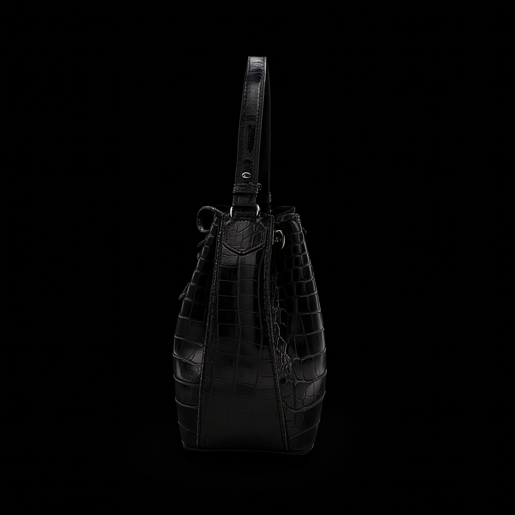 BLACK HANDMADE GENUINE CROCODILE BAG