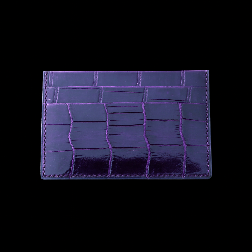 PURPLE CROCODILE LEATHER CARD HOLDER