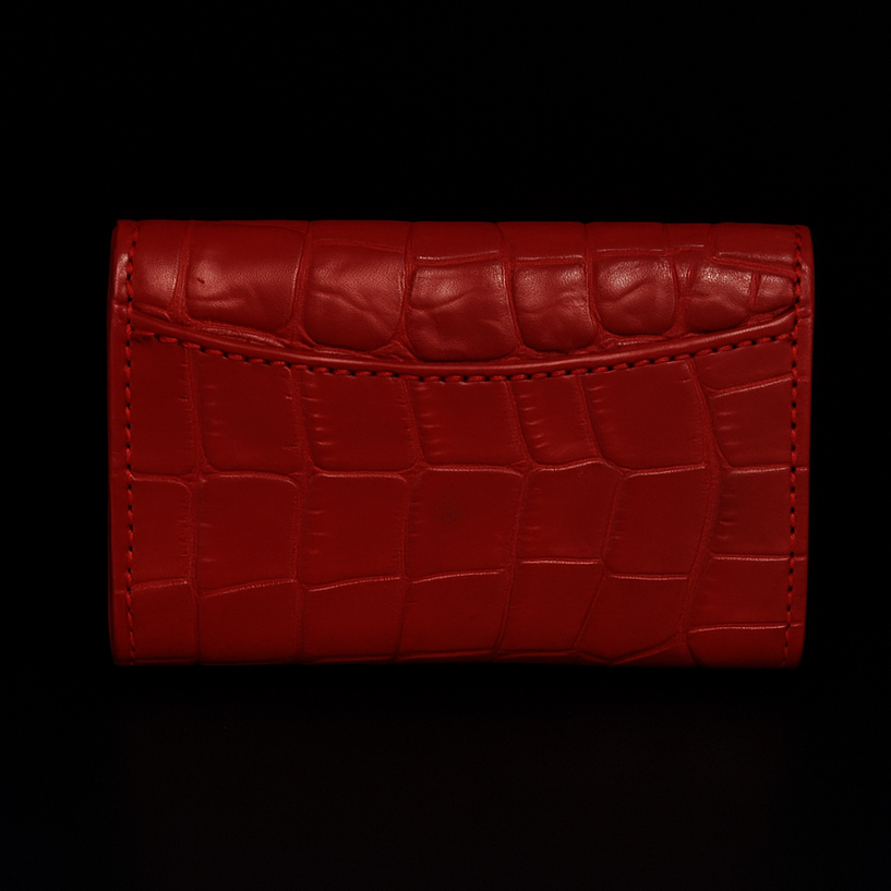 RED CROCODILE LEATHER CARD HOLDER