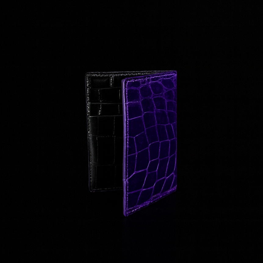 PURPLE CROCODILE LEATHER CARD HOLDER