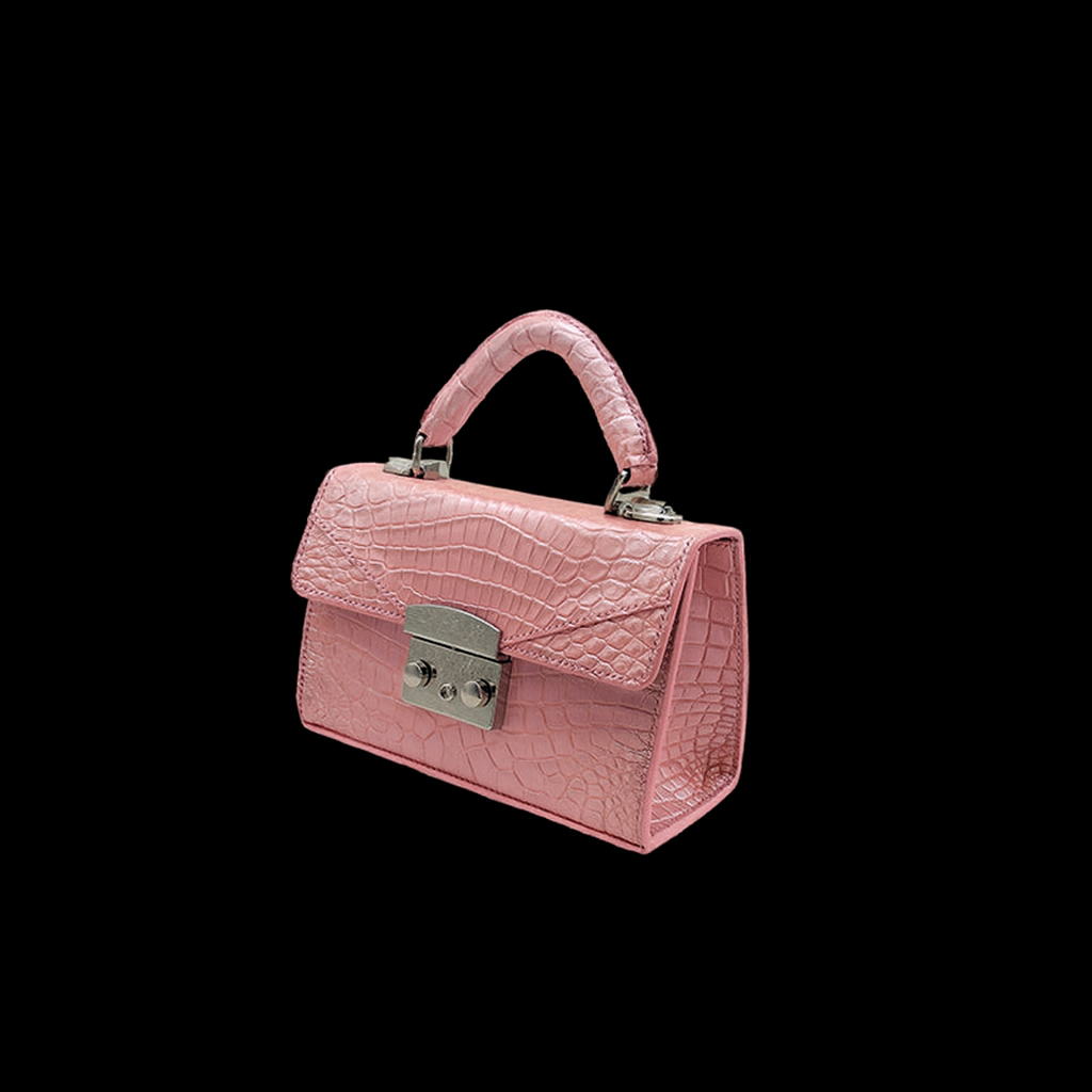 PINK HANDMADE GENUINE CROCODILE BAG