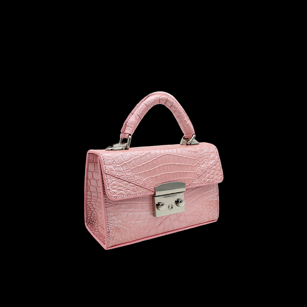 PINK HANDMADE GENUINE CROCODILE BAG