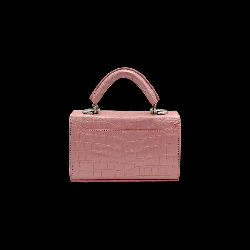 PINK HANDMADE GENUINE CROCODILE BAG