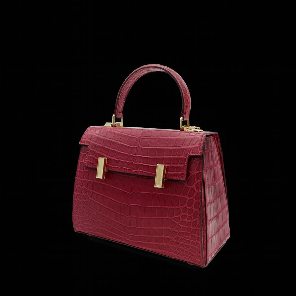 PINK HANDMADE GENUINE CROCODILE BAG