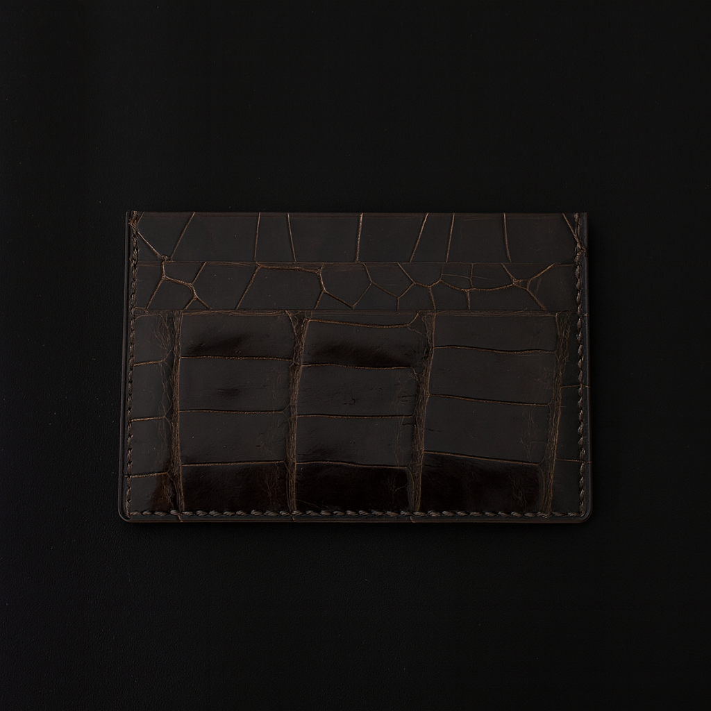 BROWN CROCODILE LEATHER CARD HOLDER