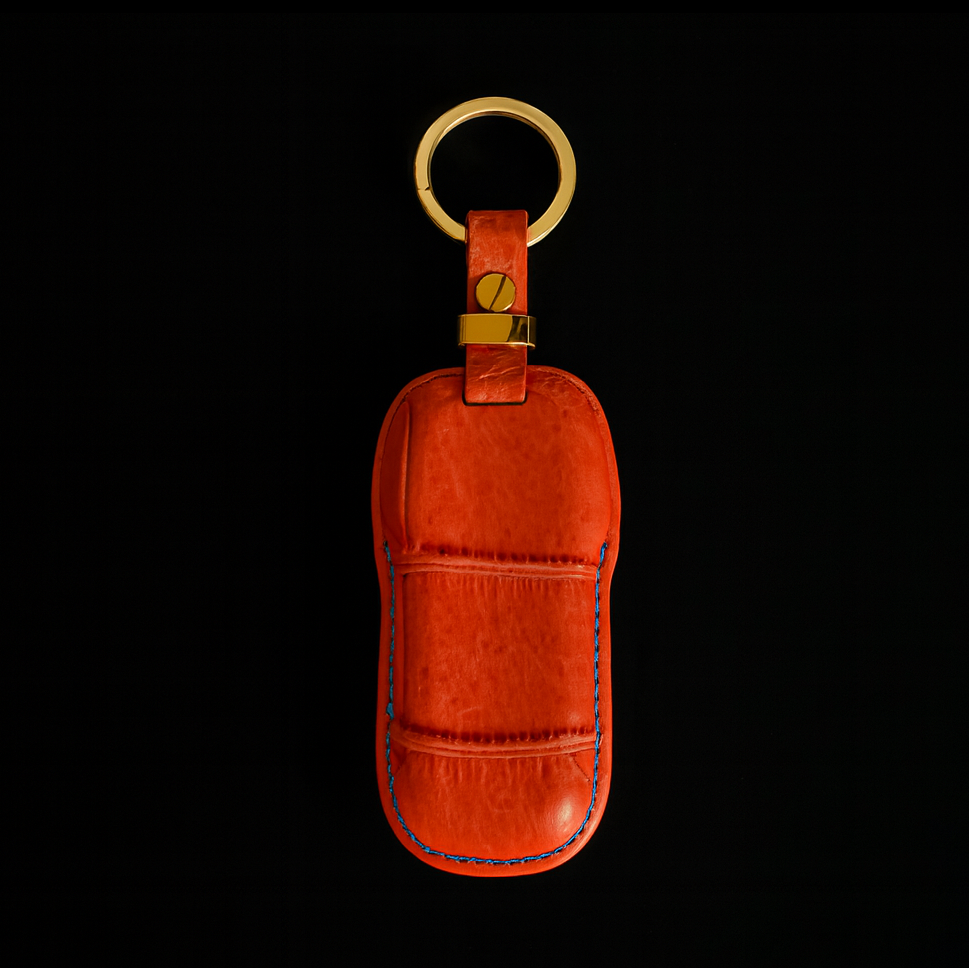 ORANGE HANDMADE LEATHER KEY CASE FOR PORCHES