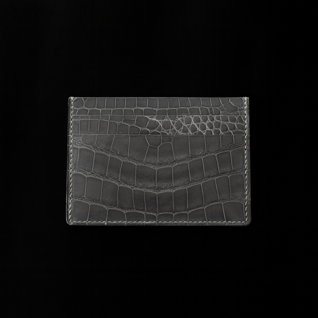 GREY CROCODILE LEATHER CARD HOLDER